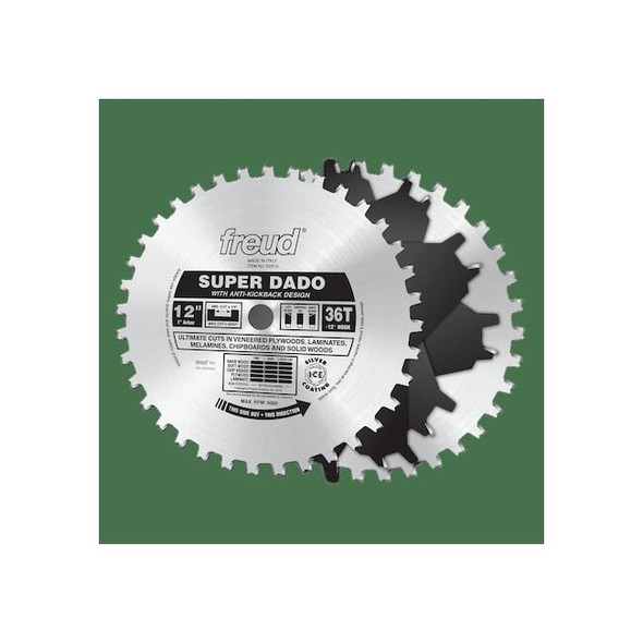 Freud Dado Blade Set,36T,Dia:12",6 Blades SD512