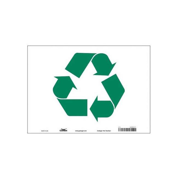 Recycle Sign, 14 in W x 10 in H, Horizontal Rectangle, Vinyl, 468V17