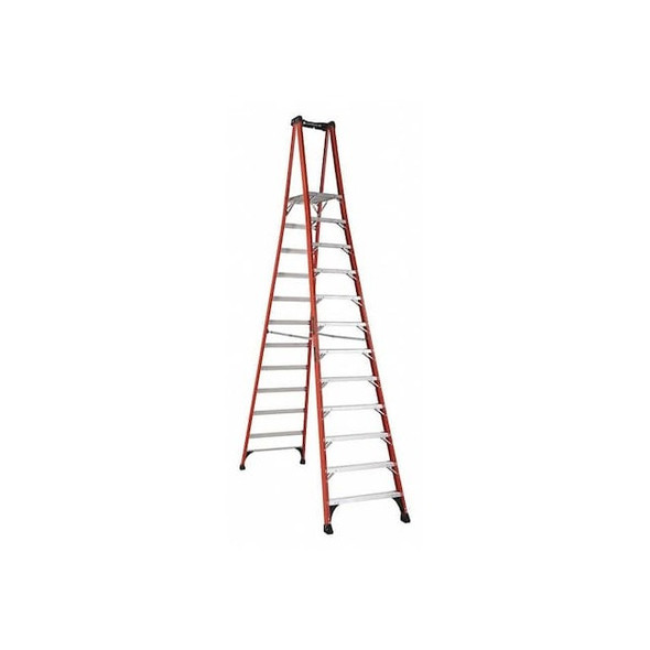 14 ft 0.25 ft Fiberglass Platform Stepladder, 375 lb Capacity