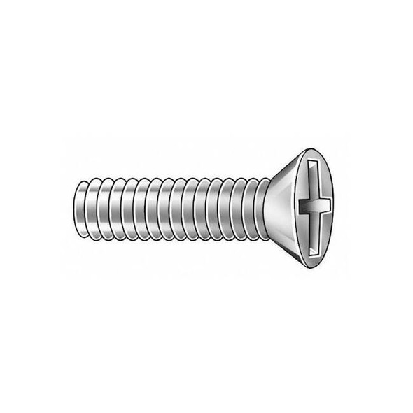 M5-0.80 x 27.2 mm Phillips Flat Machine Screw, Zinc Plated Steel, 25 PK