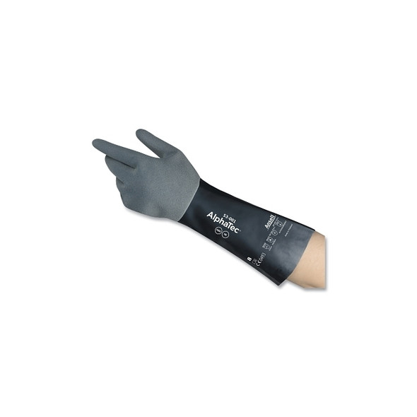 53-001 Chemical-Resistant Gloves, Size 8, Black/Gray