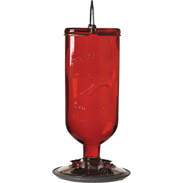 Perky-Pet 16 Oz. Red Antique Glass Bottle Hummingbird Feeder 8109-2