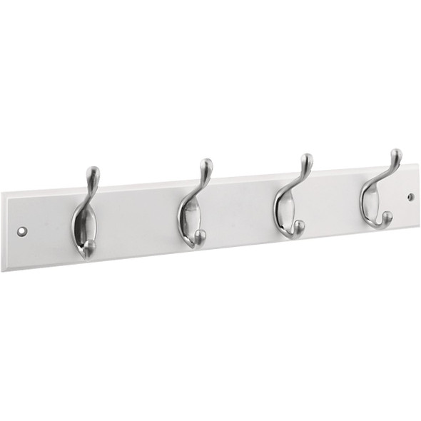 National Hardware 18 In. 4-Hook Satin Nickel/White Hook Rail S813-030