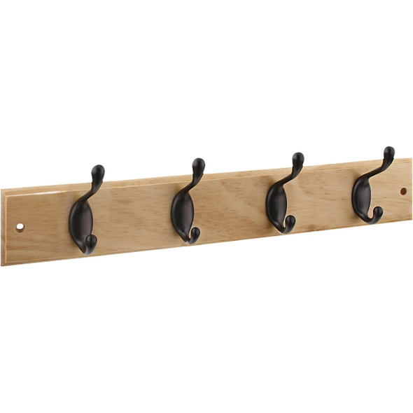 National Hardware 18 In. 4-Hook Oil Rubbed Bronze/Natural Hook Rail S813-022