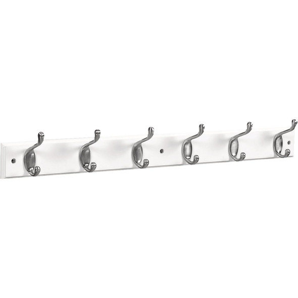 National Hardware 27 In. 6-Hook Satin Nickel/White Hook Rail S812-990