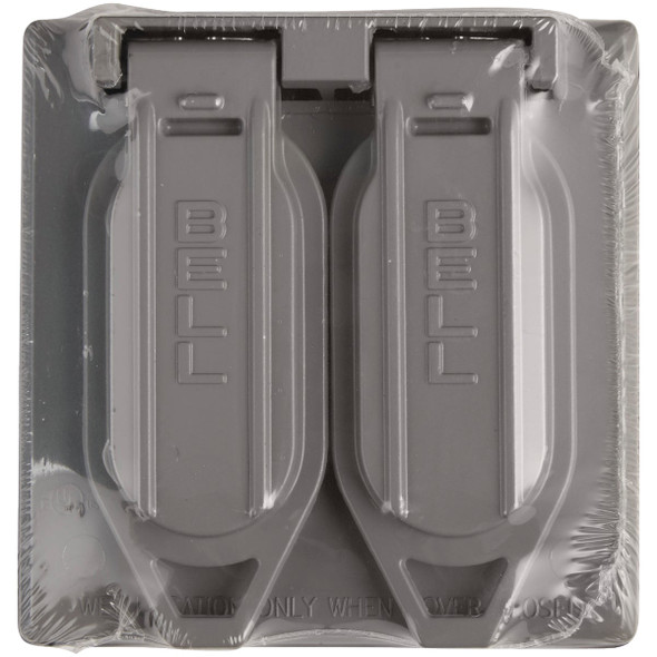 Bell 2-Gang Vertical Mount Die-Cast Metal Gray Weatherproof Outdoor Outlet Cover 5148-0 502748