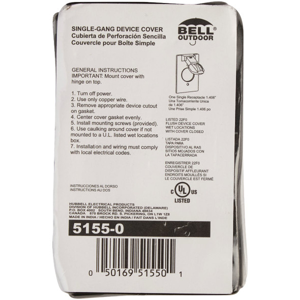 Bell Gray Wp Recptcle Cover 5155-0 502750