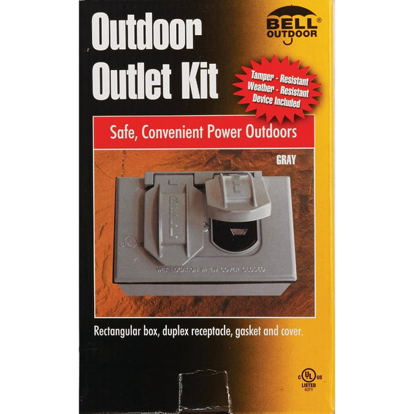 Bell Gray Horizontal Mount Tamper Resistant Outdoor Outlet Kit 5839-5WRTR 500996