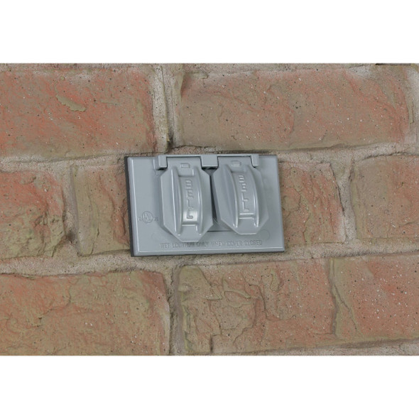 Bell Horizontal Duplex Aluminum Gray Weatherproof Outdoor Outlet Cover 5180-5 514090