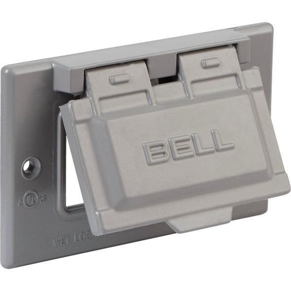 Bell Single Gang Rectangular Aluminum Gray GFCI Outdoor Box Cover 5101-0