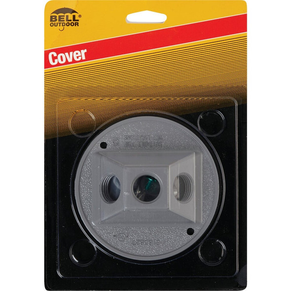 Bell 3-Outlet Round Zinc Gray Cluster Weatherproof Outdoor Box Cover 5197-5 531133