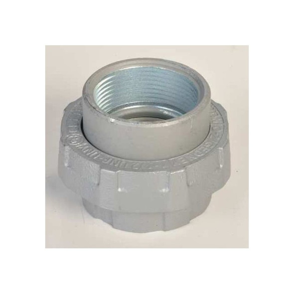 Rigid Union, 3 in, Threaded, Malleable Iron, Powder Coated, Silver
