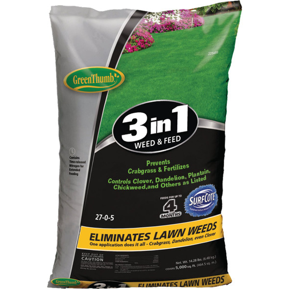 Green Thumb 14.28 Lb. 5000 Sq. Ft. 27-0-5 3-In-1 Weed & Feed GT23610