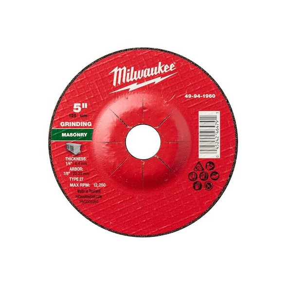 Milwaukee Tool Grinding Wheel,7/8" Sz,5" dia. 49-94-1960