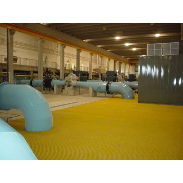 Fiberglass Pultruded Grating, 36 in Span, Grit-Top Surface, ISOFR Resin, Yellow  351493.04