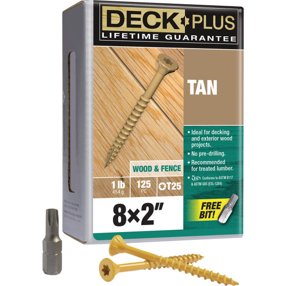 Hillman Deck Plus #8 x 2 In. Tan Deck Screw (125-Count) 48413