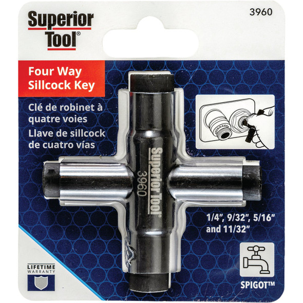 Superior Tool 4-Way Sillcock Faucet Key 3960 432777