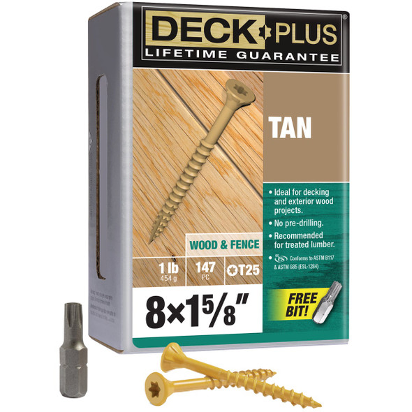 Hillman Deck Plus #8 x 1-5/8 In. Tan Deck Screw (147-Count) 48411