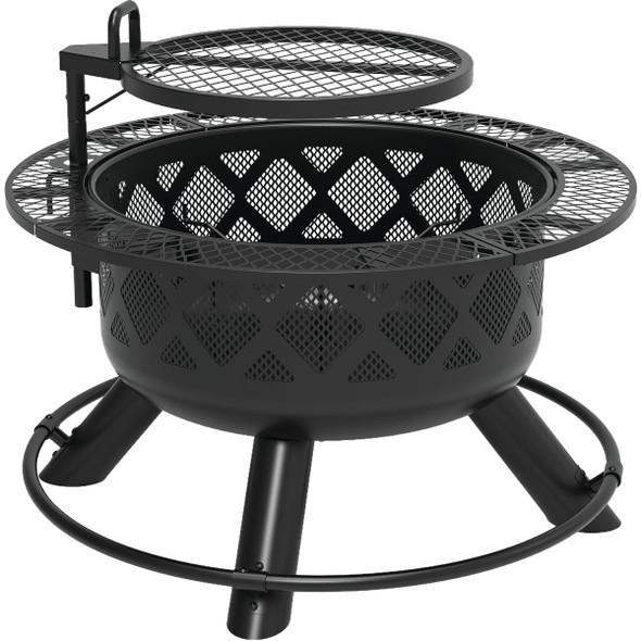 Common Good 24 In. Ranch Fire Pit With Side Tables & Grill Top SRFP9624
