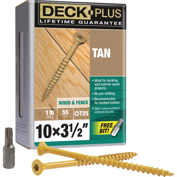 Hillman Deck Plus #10 x 3-1/2 In. Tan Deck Screw (55-Count) 48421