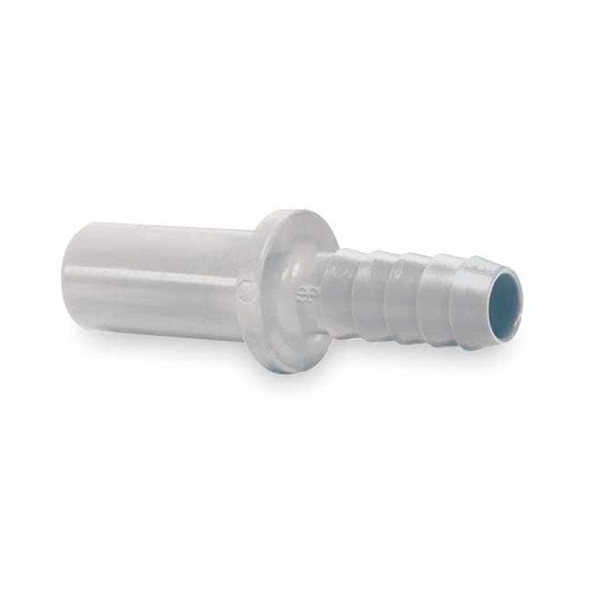Barbed Fitting Adapter, 1/2 in Tube Size, Polypropylene, White, 10 PK