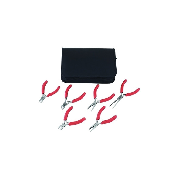 6 Pc Mini Pliers Set, Angle, Transverse, Diagonal, Needle Nose, Slim Nose