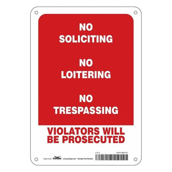 Security Sign, 10 in H, 7 in W, Aluminum, Horizontal Rectangle, English, 453N53
