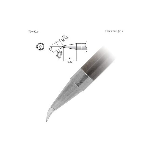 Hakko Soldering Tip,T.W. 0.2 mm,T.L. 14.5 mm T39-J02