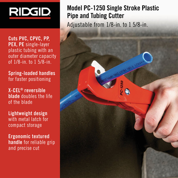 Ridgid 1-8 In. to 1-5-8 In. Plastic Pipe & Tubing Cutter 23488 425895