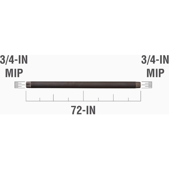 Southland 3-4 In. x 72 In. Carbon Steel Threaded Black Pipe 584-720HC 436249