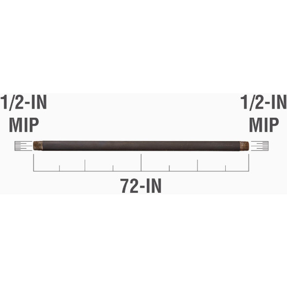Southland 1-2 In. x 72 In. Carbon Steel Threaded Black Pipe 583-720HC 488019