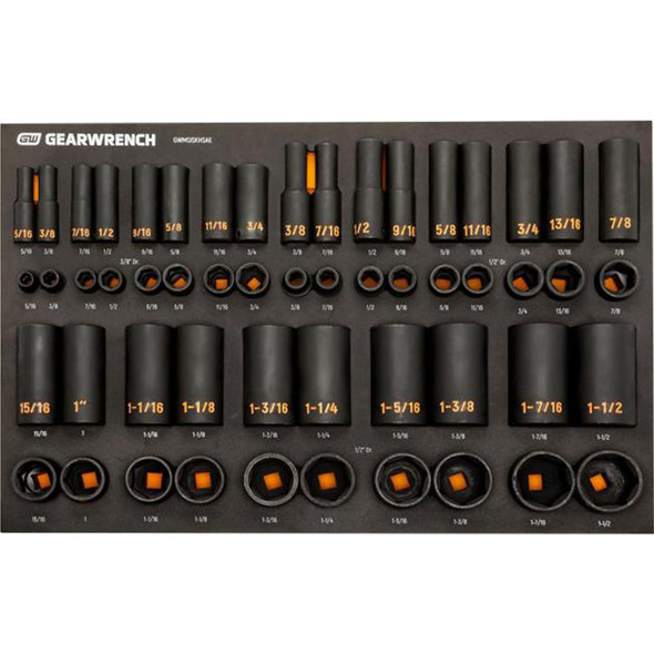 MODSET HI-VIZ IMPACT SOCKETS - SAE, 54PC GWMSISKHSAE