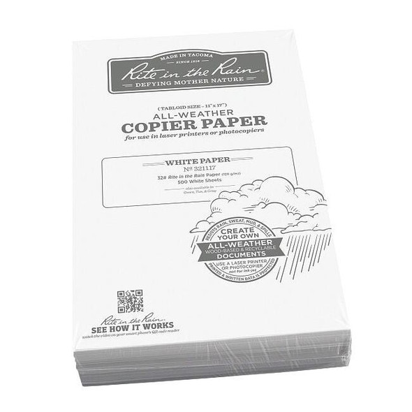 Rite in the Rain Waterproof Laser Paper,32lb,PK500 321117