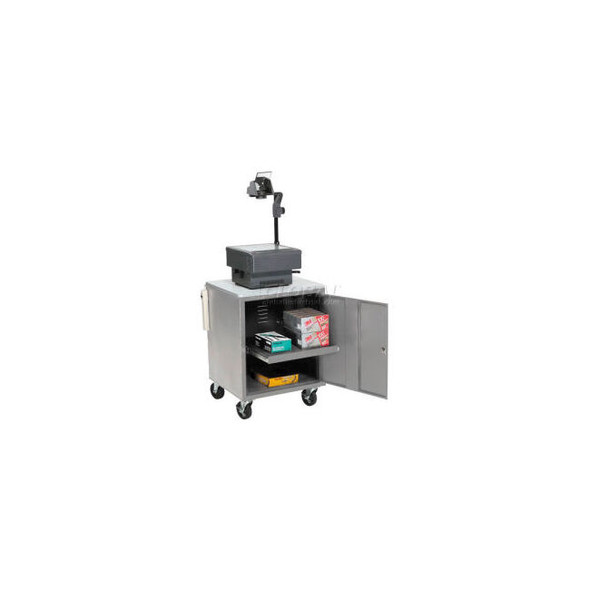 Global Industrial Audio Visual Cart w/ Lockable Cabinet 500 Lb. Capacity Gray