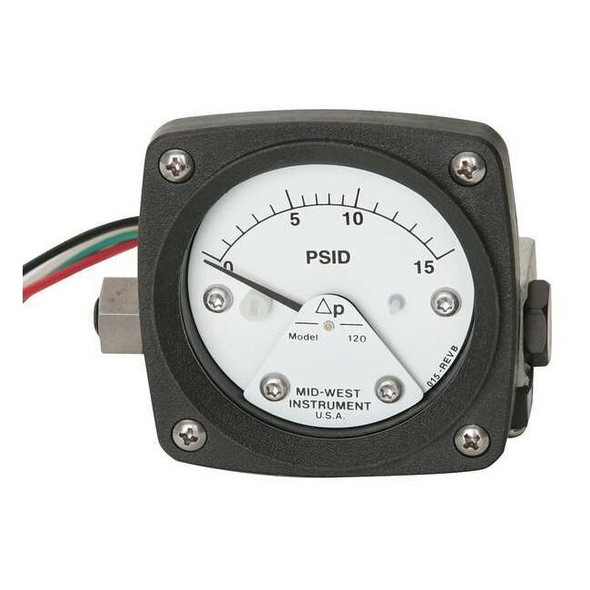 Midwest Instrument Pressure Gauge,0 to 30 psi 120-AA-00-O(CA)-30P
