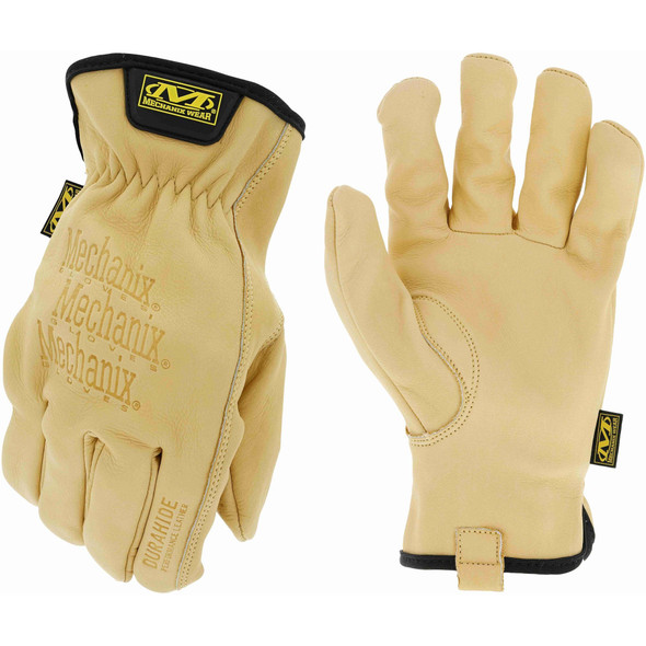 Durahide Cow Driver Water-Resistant Leather Wrk Gloves (Medium, Brown)