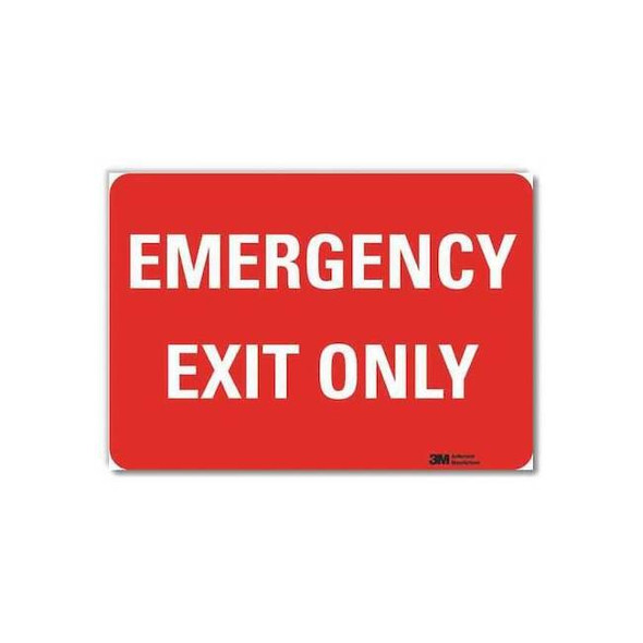 Lyle Exit Sign, Vinyl, 7" W, 5" H, Emergency Exit Only, White U7-1083-RD_7X5
