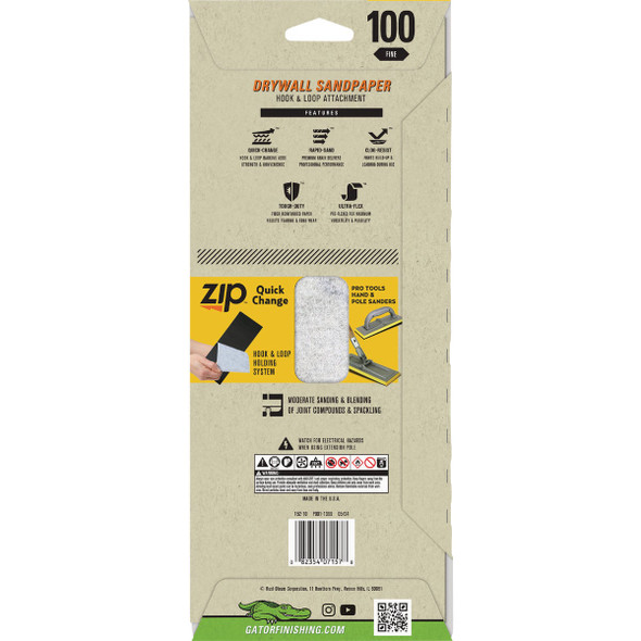 Gator Grit 100 Grit Drywall Hook & Loop Sandpaper (6-Pack) 7157
