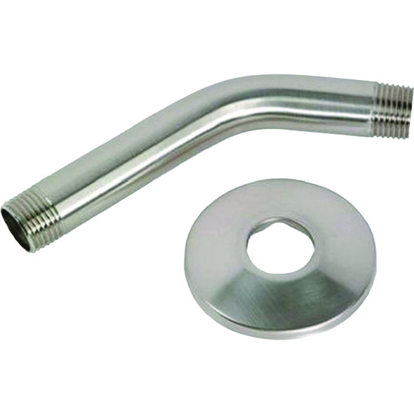 Master Plumber 6 In. Brushed Nickel Shower Arm With Flange 543-197