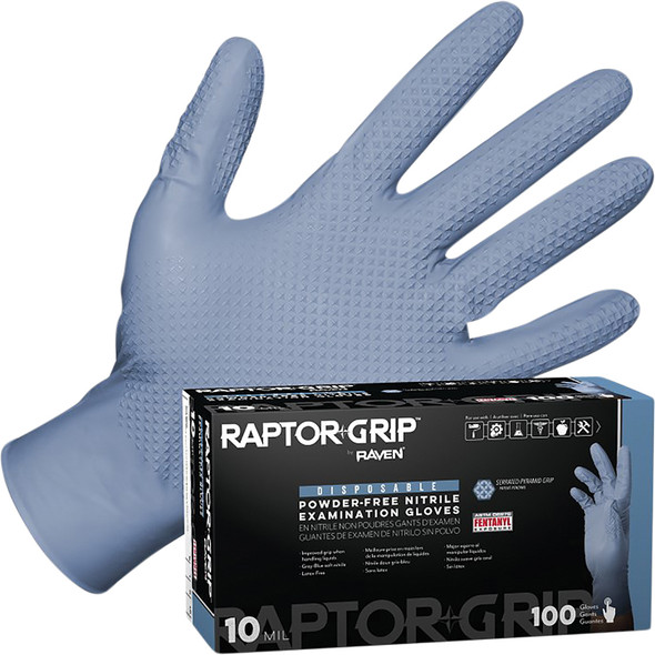 RAPTOR GRIP BLUE NITRILE 10MIL EXAM GRADE GLOVES 100 PK BOX SIZE XL 6161008C