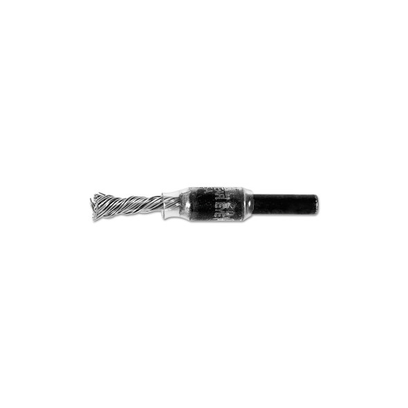 Singletwist® Knot End Brush, 1/4 in dia, 0.020 in Stainless Steel Wire, 20,000 RPM Pack of 10