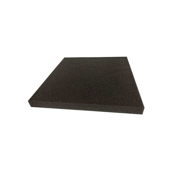 Foam Sheet, Open Cell, 24 in W, 24 in L, 4 in Thick, Charcoal
