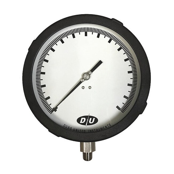 Industrial Pressure Gauge, 0 to 60 psi, 6 in Dial, 1/4 in NPT, Bottom Location