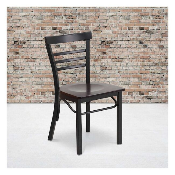 Flash Furniture Black Ladder Chair-Wal Seat,PK2 2-XU-DG6Q6B1LAD-WALW-GG