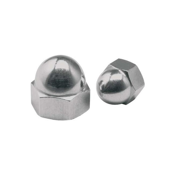 Standard Crown Cap Nut, #12-24, 316 Stainless Steel, Plain, 13/32 in H, 5 PK