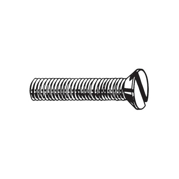 M3-0.50 x 12 mm Slotted Flat Machine Screw, Zinc Plated Steel, 100 PK