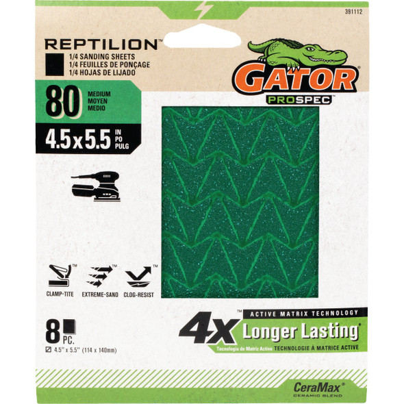 Gator Reptilian 80-Grit Sanding Sheet (8-Pack) 391112