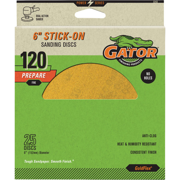 Gator Goldflex 6 In. 120-Grit Aluminum Oxide Stick-On Sanding Disc (25-Pack)