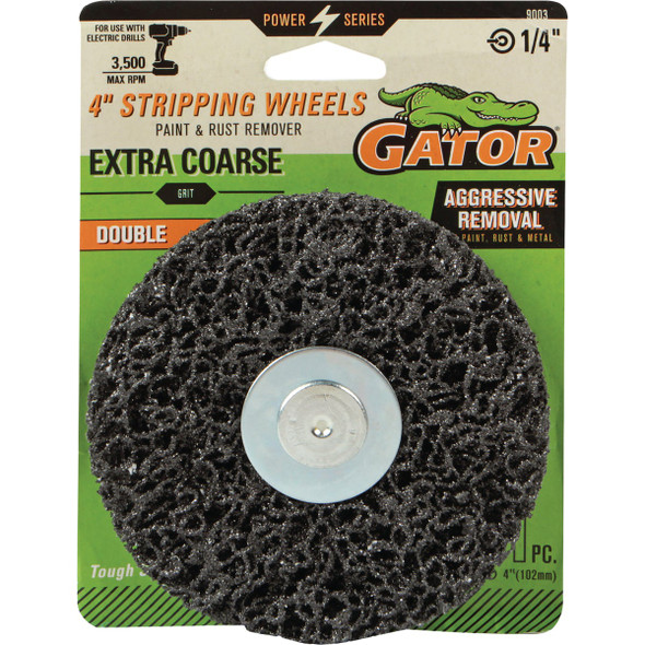 Gator 4 In. Extra Coarse Grit Double Drill-Mount Stripping Wheel 9003