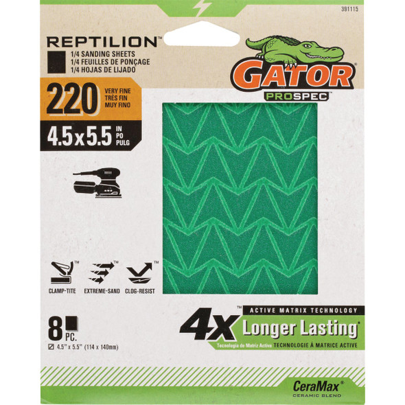 Gator Reptilian 220-Grit Sanding Sheet (8-Pack) 391115